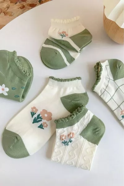 5er-Pack Damenstiefeletten mit Blumenmuster