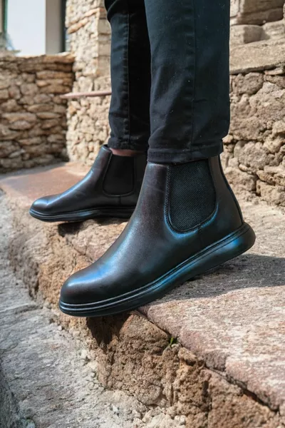 Zwarte luxe Chelsea orthopedische casual laarzen voor heren