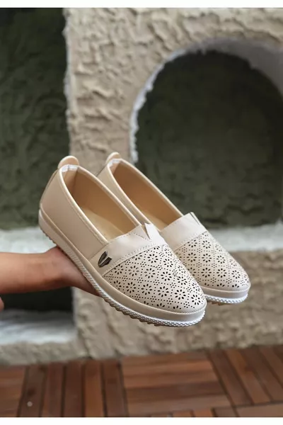 Jtem Beige Haut Ballerinas Schuhe