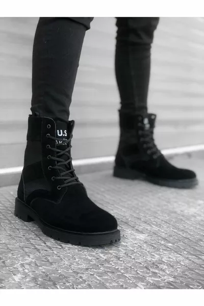 U.s Army Black Lace-Up Men's Sport Suede Postal Boots Mhn 