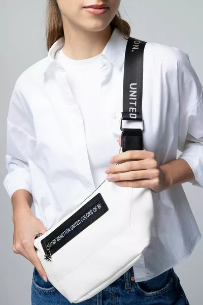 أبيض - أسود حقيبة خصر نسائية 