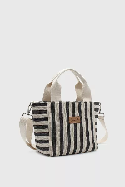 Женская полосатая мини-льняная сумка-тоут