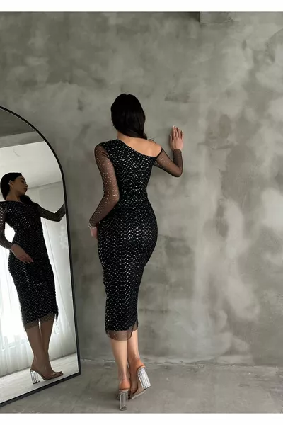 الموسم الجديد واحد الكتف البولكا نقطة منقوشة ورقة تول اللباس