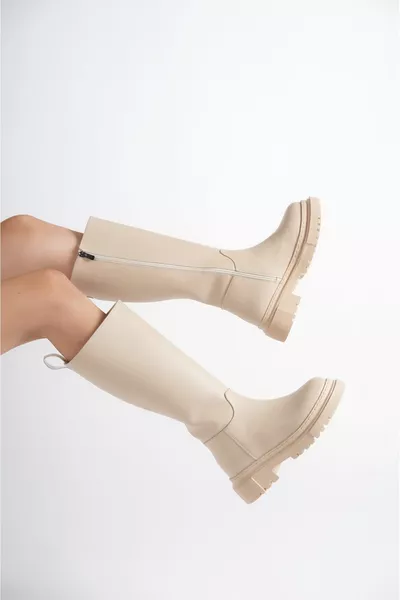 Stivali con cerniera foderati al ginocchio nudo da donna