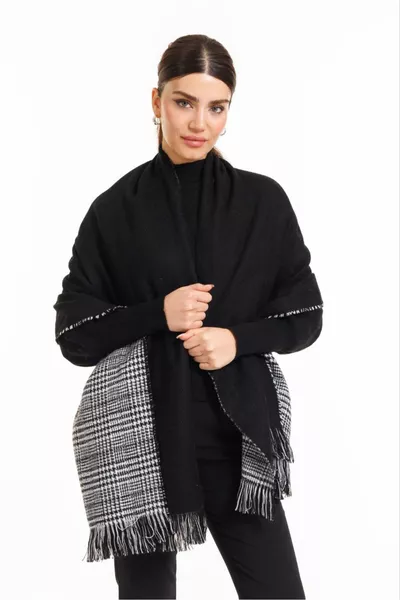 Scialle a Spalla in Lana Plaid Double-Face - cm - Scialle Invernale