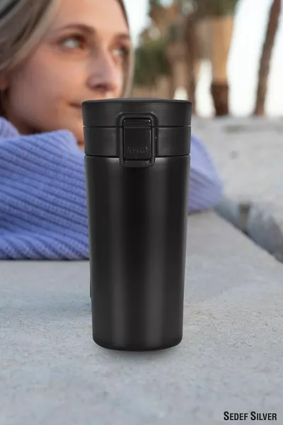 يد واحدة باس الداخلية الفولاذ المقاوم للصدأ الترمس ML دفع والدليل على طبقة مزدوجة السفر القدح الترمس 