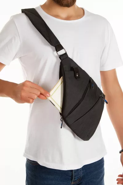 Unisex Black Linen Crossbody Saddlebag Bag Daily Travel Bag with Phone Compartment Bodybag Slim Bag