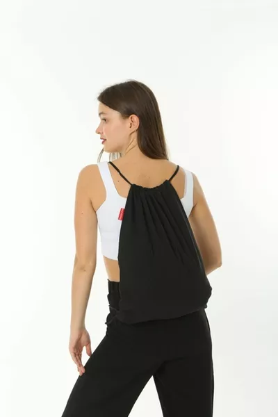 3 قطع أسود قابل للسحب الرباط حقيبة ظهر