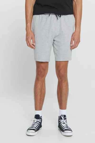 Herren Grau Melange Standard Fit Normaler Schnitt Baumwolle Casual Strickshorts