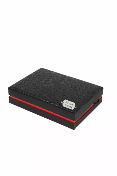  شبشب مهر مع شعار النبالة + مجموعة أحزمة محفظة جلدية أصلية ٪ من Grande - صندوق جلد لامع