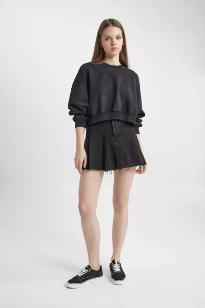 Coool المحاصيل سميكة النسيج غسلها شاحب تأثير البلوز الأساسية sp