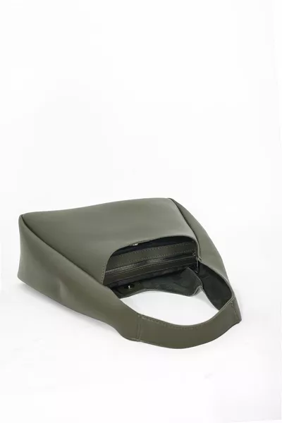 Borsa a mano e tracolla con cerniera in ecopelle verde scuro da donna con scomparto interno