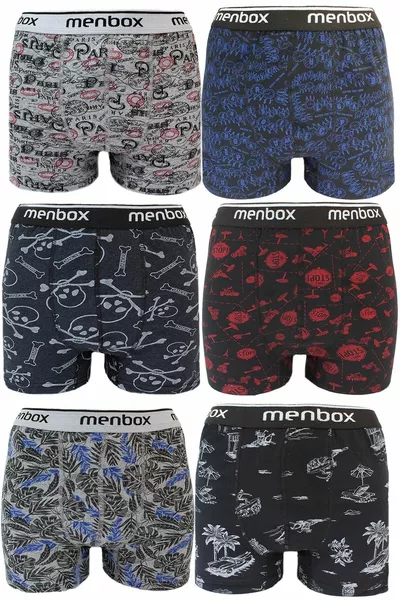 6 Pieces Lycra Men's Boxer Mixed Patterned Cotton