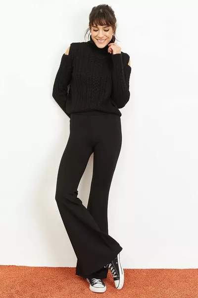 Женские черные испанские трикотажные колготки 