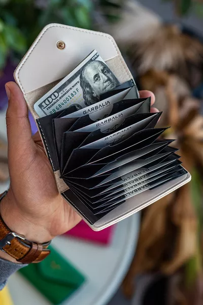 Лвов Веган кожен акордеон Бежов дамски портфейл Държач за карта