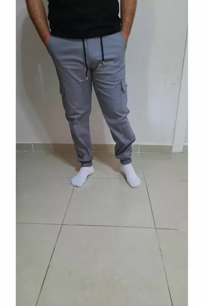 Pantaloni cargo elasticizzati da uomo in lino