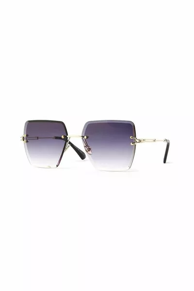 Women's Black Square Crystal Cut Sunglasses