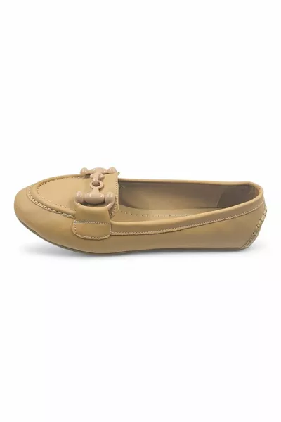 Lina Beige Faux Leather ballerina's voor dames