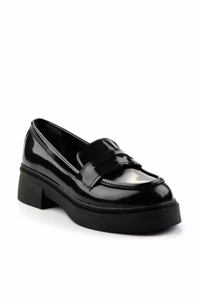 Zwarte lakleren loafer schoenen voor dames 