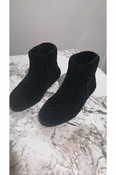 Вязаные вручную бархатные канатные канатные черные домашние сапоги пандуф