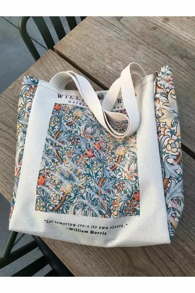 حقيبة حمل وليام موريس كانفاس مع جيوب معدنية قابلة للغسل