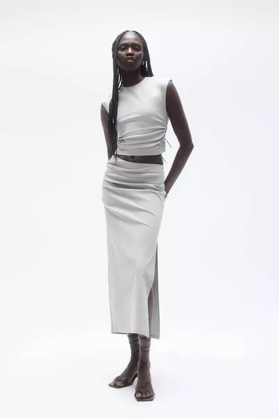 Гофрированная юбка миди