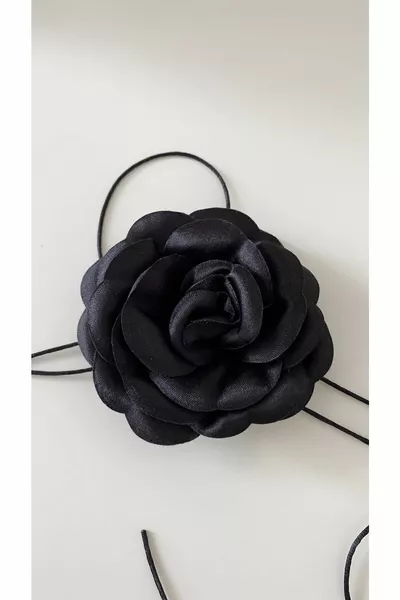 Lace-up Fabric Flower Choker Necklace Rose Necklace