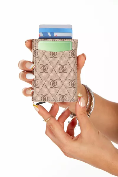 Adelina Unisex Visone Rio Meccanismo Automatico Scorrevole Porta Carte Portafoglio