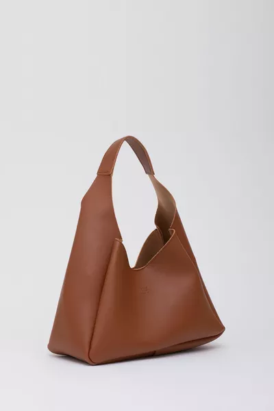 تان  فو الجلد بسحاب حقيبة المكياج مع إغلاق المفاجئة حقيبة اليد والكتف E:  L:  W:  سم