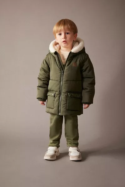 Baby Boy Водоотталкивающий Флисовый Флисовый Капюшон Пуховик С Капюшоном cw