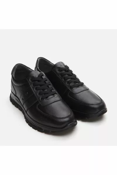 جلد طبيعي أسود أحذية رياضية رجالية