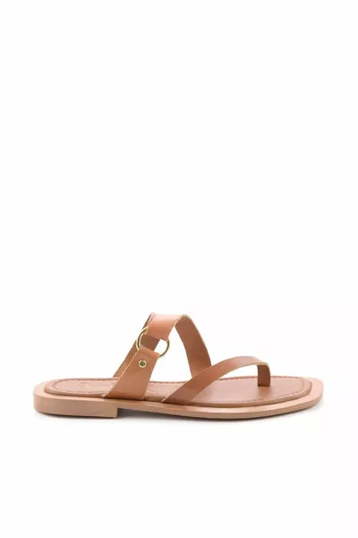 Дамски чехли от естествена кожа Tan 