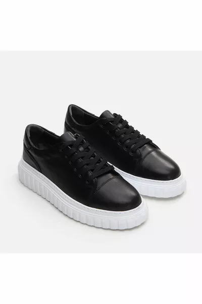 Echtes Leder Schwarz Herren Freizeitschuhe