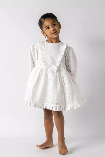 Белое длинное платье с кружевом для девочек - Адель