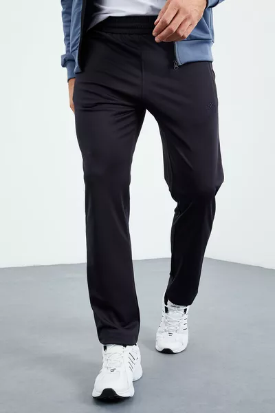 Petrolblauw - Donkerblauw Rechte Kraag Met Rits Standaard Pasvorm Klassieke Pijp Heren Trainingspak - 