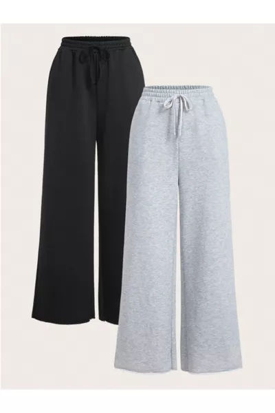 Pantaloni da tuta da donna NERI-GRIGI larghi, elasticizzati e comodi, TAGLIO AMPIO SHAH MODA