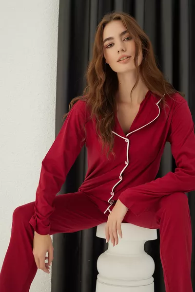 Cotton Buttoned Pajama Set