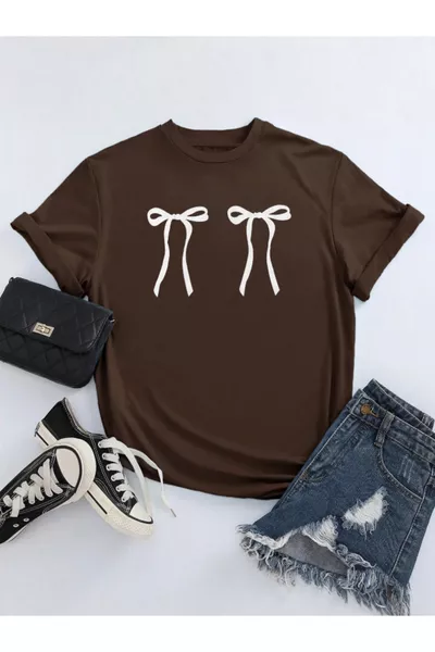 T-shirt oversize girocollo in cotone unisex uomo/donna con nastro colorato e stampa speciale