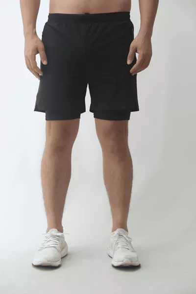 Unisex Gym and Fitness Lined Shorts with Leggings / Hidden Pocket Detail