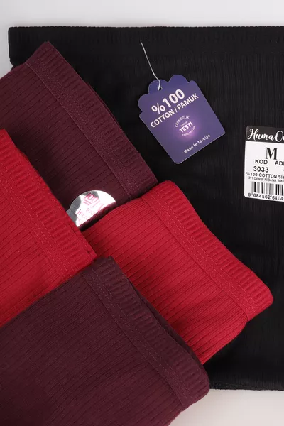 Kadın % Pamuk 5'li Fitilli Bel Bikini Külot Siyah-2 Kırmızı- 2 Mor 