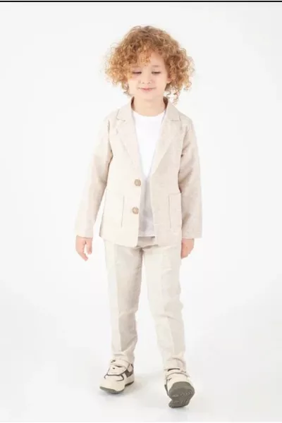 Ensemble de sport pour garçon avec veste en lin et t-shirt blanc / Costume / Tenue de marié / Tenue pour occasions spéciales