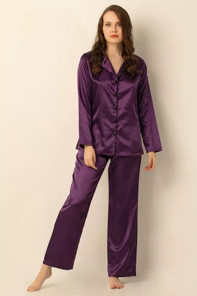 Long Sleeve Satin Pajama Set