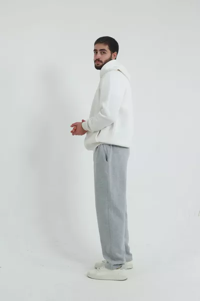 سروال رياضي رجالي واسع من الصوف مبطن للشتاء بثلاث خيوط