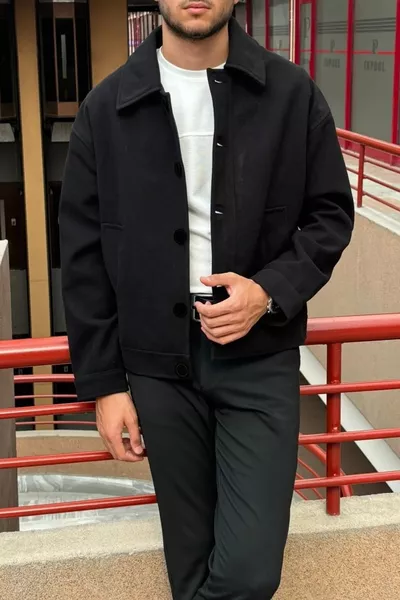 سترة من صوف مع ياقة قميص، مقاس واسع، من ثقافة المال القديم، بأزرار، 