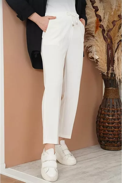 المرأة مطاط الخصر الجزرة قطع جيب السراويل مفصلة