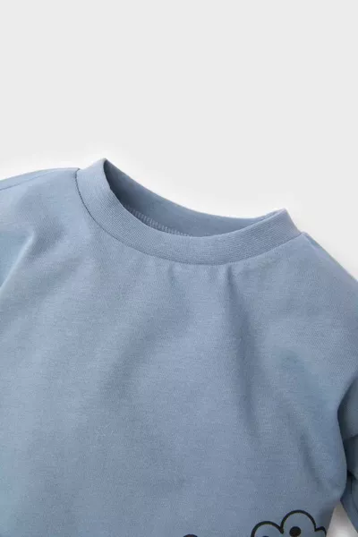 تي شيرت طويل الأكمام للبنين برقبة دائرية ونقش حيوانات SP