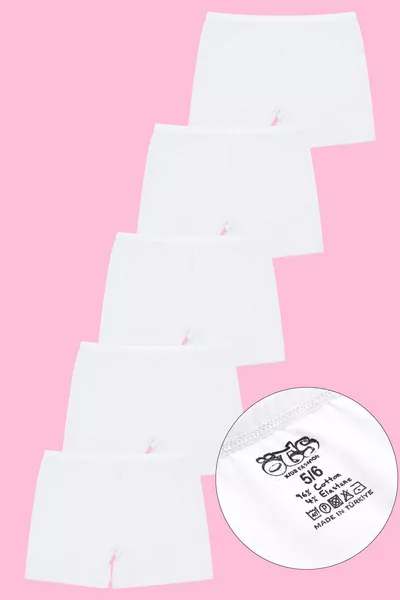 سراويل داخلية للبنات بيضاء مجموعة من 5 بطانة ليكرا