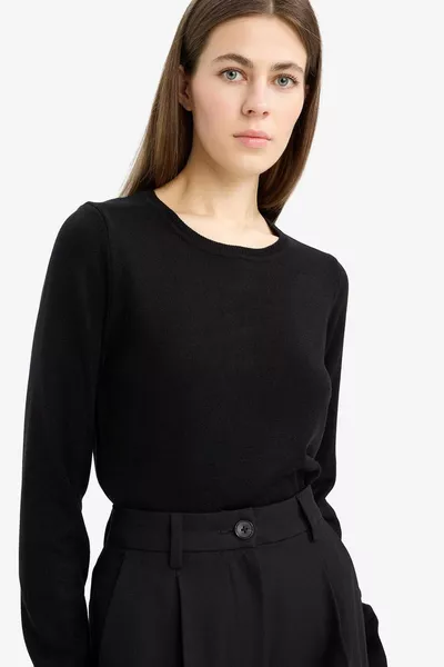 Basic Crew Neck Relax Fit Extra Soft Cashmere Textured Knit Sweater AU