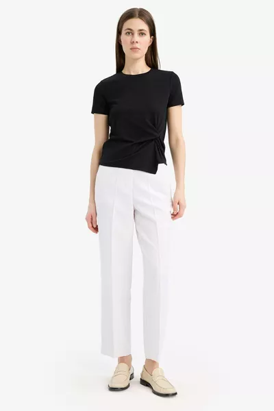 Slim Fit Narrow Cut Crew Neck Ribbed Short Sleeve T-Shirt SP