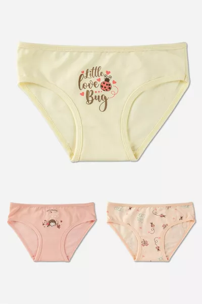 Girl's Cotton Colorful Printed Bikini Panties 3-Pack  Colorful